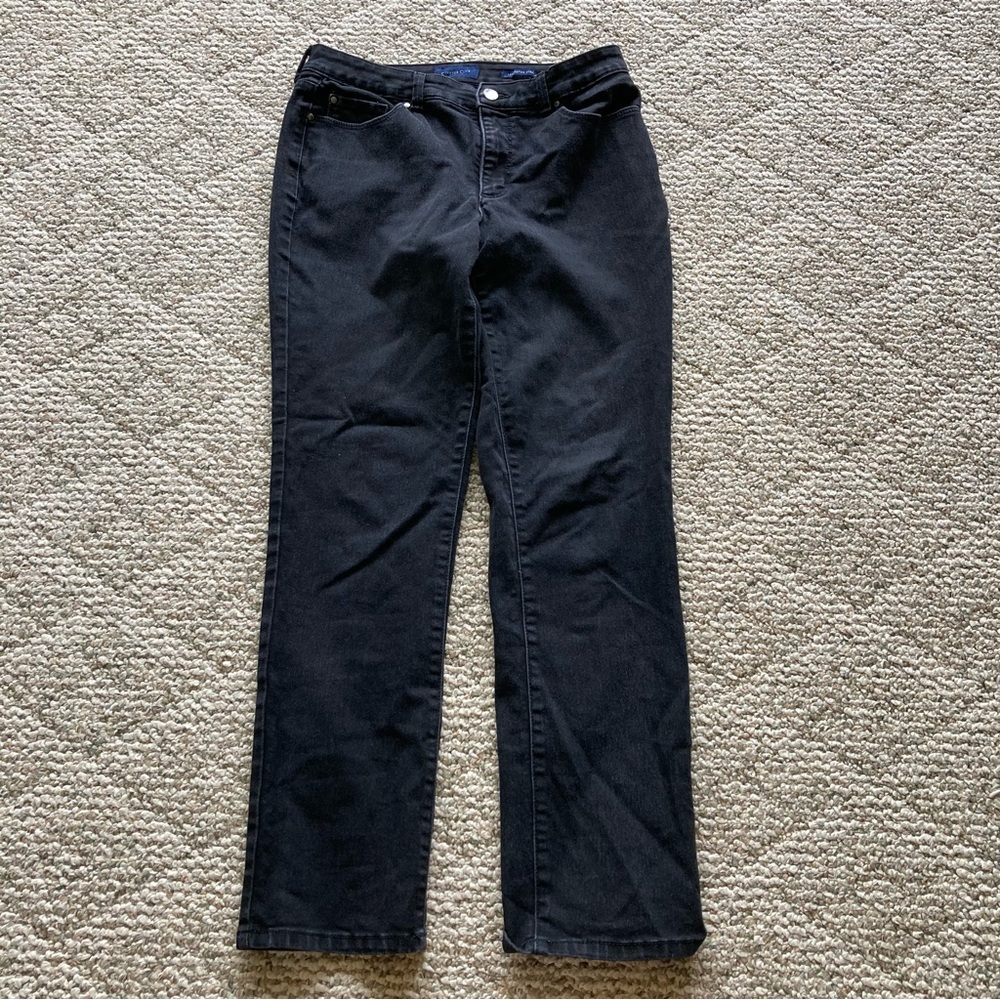 Charter Club Lexington Straight Black Jeans 6 Short